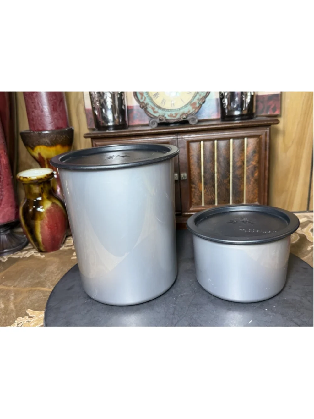Tupperware Gray Modular Canister Set w Lids Large & Small Kitchen Storage